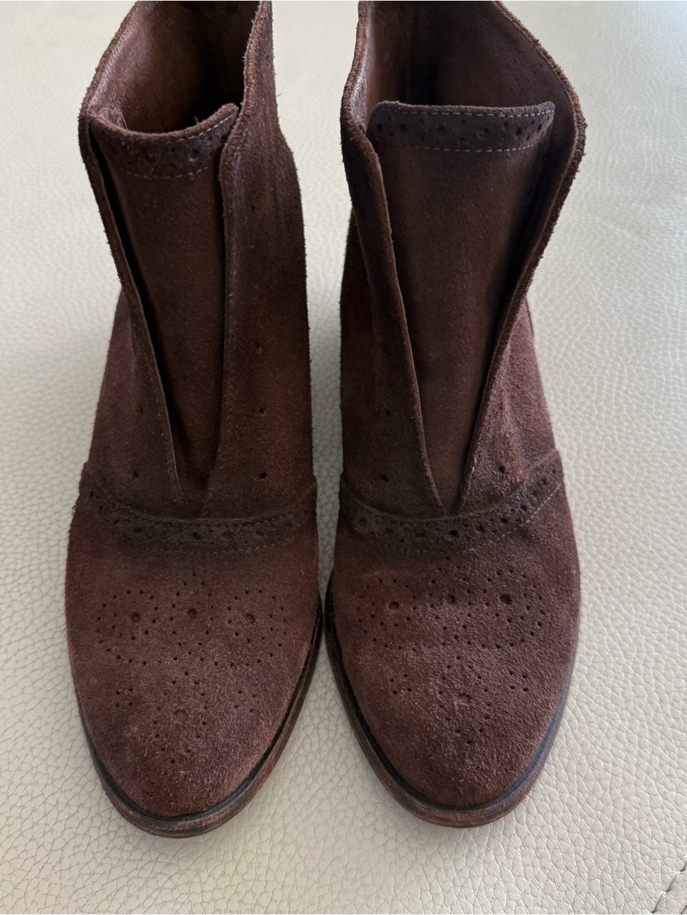 Elizabeth and James Dark Brown Suede Ankle Booties